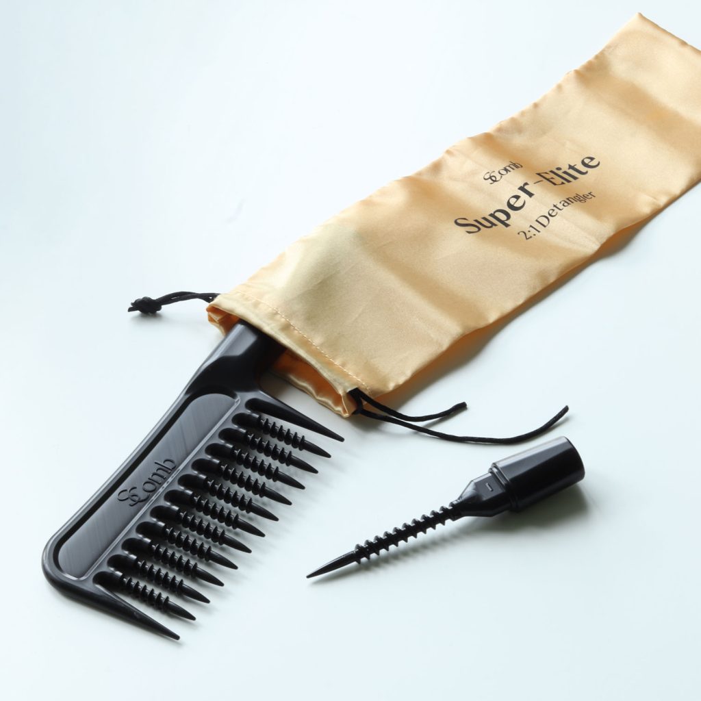 SComb Super-Elite 2 In 1 Detangler Comb - Black/Black